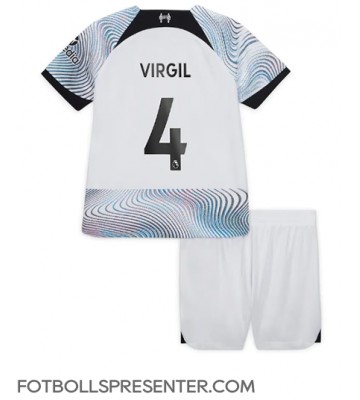 Liverpool Virgil van Dijk #4 Bortatröja Barn 2022-23 Kortärmad (+ korta byxor)